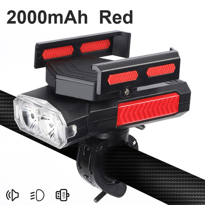 4000 mAh 5 u 1 svjetiljka za bicikl, sirena, držač telefona Power Bank, USB punjiva, 400 lm, biciklistička prednja svjetiljka, MTB dodaci za cestovne bicikle