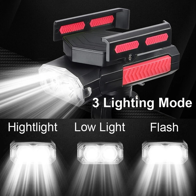 4000 mAh 5 u 1 svjetiljka za bicikl, sirena, držač telefona Power Bank, USB punjiva, 400 lm, biciklistička prednja svjetiljka, MTB dodaci za cestovne bicikle