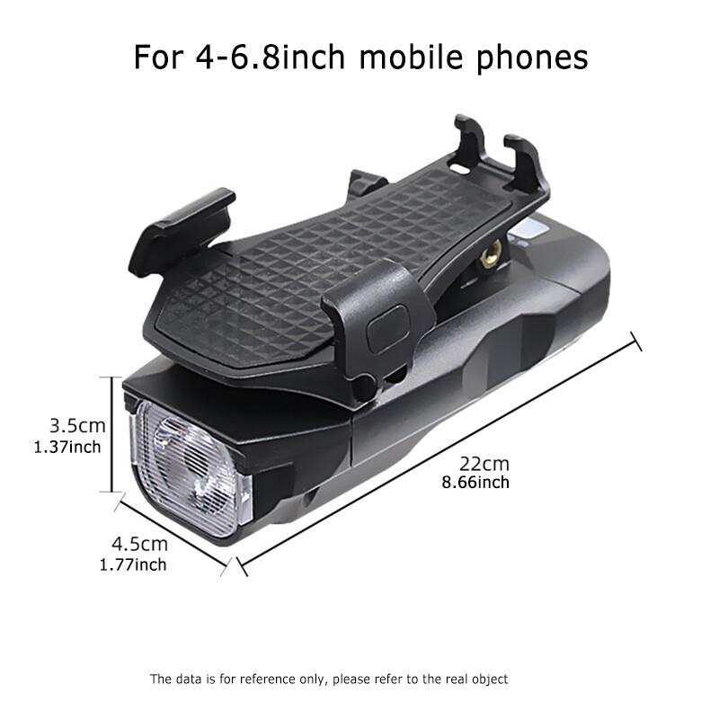 4 AZ 1-BEN Kerékpár lámpa elülső USB újratölthető kürt telefontartó Vízálló kerékpár lámpa 4000 mAh zseblámpa kerékpáros lámpához