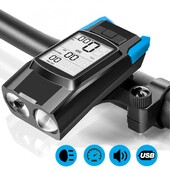 3 vienā velosipēda lukturi, USB uzlādējami 800 lm 4000 mAh velosipēda priekšējie braukšanas gaismas signāltaures velosipēda LED lampas velosipēda piederumi