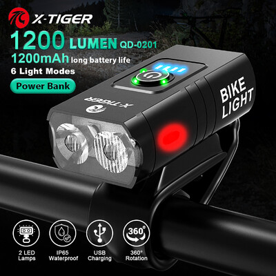 X-TIGER velosipēda lukturi ūdensizturīgs USB uzlādes velosipēda lukturis alumīnija LED priekšējais lukturis velosipēda priekšējais lukturis Power Bank velosipēda lukturis