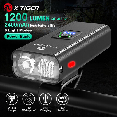 X-TIGER velosipēda lukturi ūdensizturīgs USB uzlādes velosipēda lukturis alumīnija LED priekšējais lukturis velosipēda priekšējais lukturis Power Bank velosipēda lukturis
