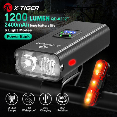 X-TIGER velosipēda lukturi ūdensizturīgs USB uzlādes velosipēda lukturis alumīnija LED priekšējais lukturis velosipēda priekšējais lukturis Power Bank velosipēda lukturis