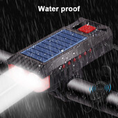 Bicycle Horn 4000mAh Horn Solar Powered Light Bicycle USB Rechargeable Bicycle Headlight Συνδυασμοί εμπρός φωτός & καμπάνα