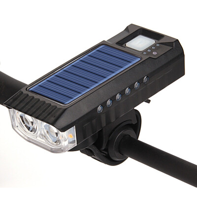 Bicycle Horn 4000mAh Horn Solar Powered Light Bicycle USB Rechargeable Bicycle Headlight Συνδυασμοί εμπρός φωτός & καμπάνα