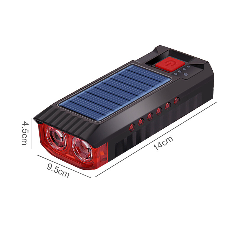 Bicycle Horn 4000mAh Horn Solar Powered Light Bicycle USB Rechargeable Bicycle Headlight Συνδυασμοί εμπρός φωτός & καμπάνα