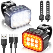 Q6 LED lampas lukturis priekšējais aizmugurējais uzlādējams zibspuldze Luz Delantera Bicicleta MTB priekšējo lukturu aizmugurējais lukturis riteņbraukšana biznesam