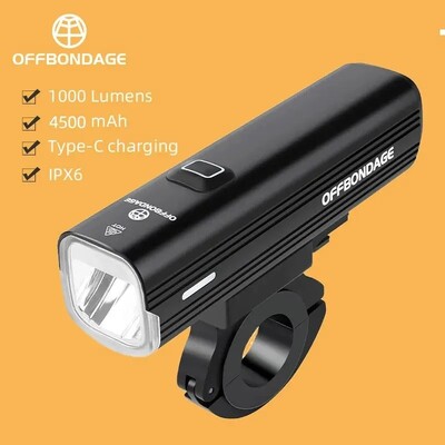 OFFBONDAGE Lumină pentru bicicletă 1000 lumen Far pentru bicicletă Power Bank Lanternă Ghidon Încărcare USB MTB Road Highlight