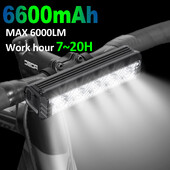 NEWBOLER Lumină pentru bicicletă față 6000 lumen Lampă pentru bicicletă 6600 mAh Lanternă rezistentă la apă Încărcare USB MTB Accesorii pentru lămpi de ciclism rutier