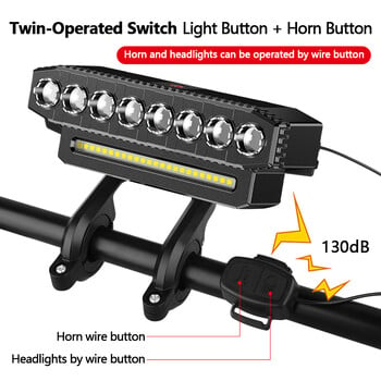 8 LED μπροστινό φως ποδηλάτου αδιάβροχο MTB προβολείς ποδηλάτου δρόμου Επαναφορτιζόμενο USB 5 LED μπροστινό φως ποδηλάτου για ασφάλεια στη νυχτερινή οδήγηση