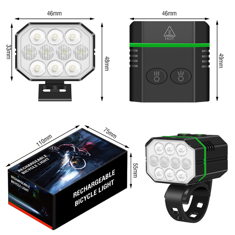 BORUiT Super Bright LED prednje svjetlo za bicikl TYPE-C Punjivo prednje svjetlo za bicikl Dodatna oprema za bicikl MTB vodootporna svjetiljka za biciklizam