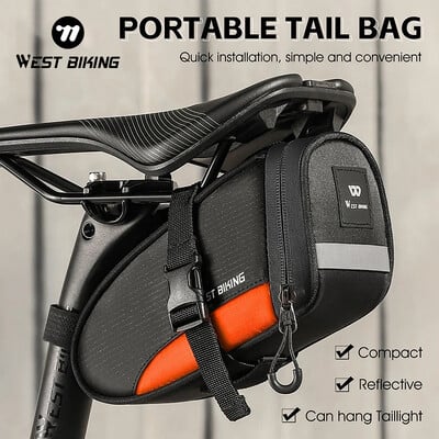 WEST BIKING Geantă portabilă pentru bicicletă, 1,2 l, geantă reflectorizată pentru ciclism, ultraușoară, impermeabilă, geantă pentru șa pentru bicicletă MTB Accesorii pentru bicicletă de drum