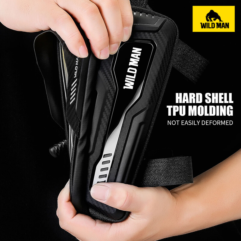 WILD MAN M20 kalnu velosipēda cietā apvalka priekšējā augšējā caurules soma ar skārienekrāna piekļuvi tālrunim, āra riteņbraukšanas aprīkojuma ūdensnecaurlaidīga soma