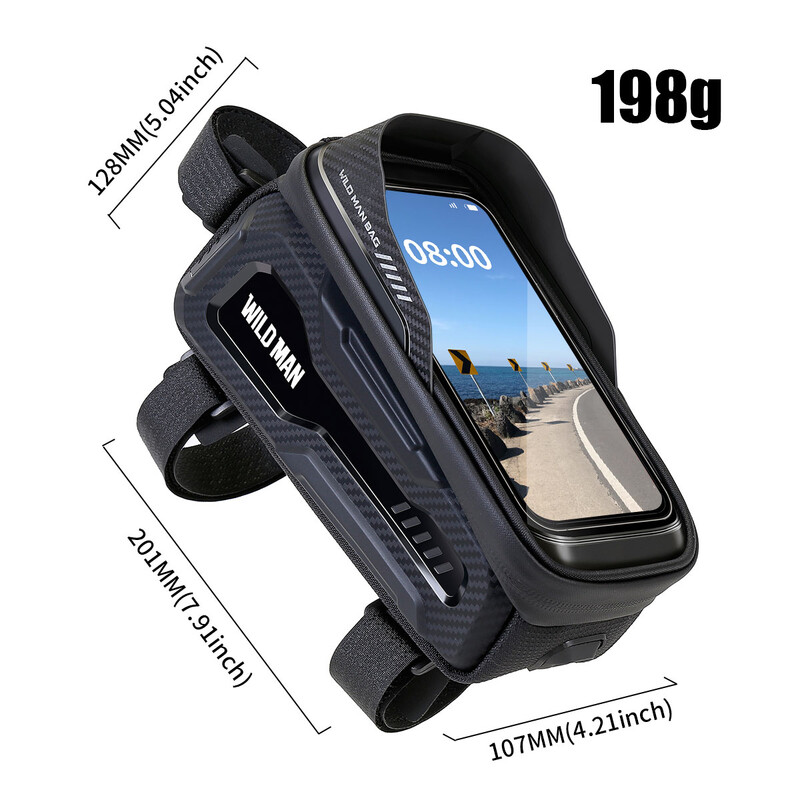 WILD MAN M20 kalnu velosipēda cietā apvalka priekšējā augšējā caurules soma ar skārienekrāna piekļuvi tālrunim, āra riteņbraukšanas aprīkojuma ūdensnecaurlaidīga soma