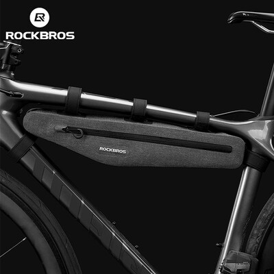 ROCKBROS Geantă pentru bicicletă, complet impermeabilă, tub din față, triunghi, cu fermoar dublu, rezistentă la zgârieturi Geantă pentru bicicletă Accesorii pentru biciclete