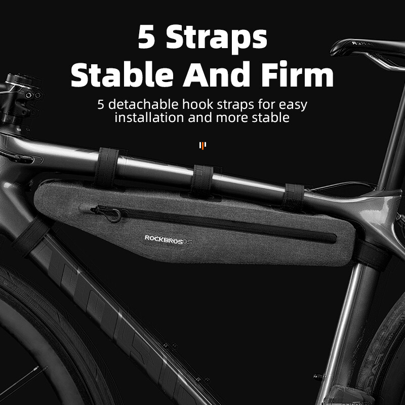 ROCKBROS Potpuna vodootporna torba za bicikl, prednja cijev, trokutasta dužina, dvostruki patentni zatvarač, otporna na ogrebotine, torba za bicikl, dodatna oprema za bicikl