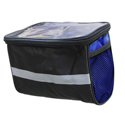 Kalnu velosipēda galvas soma poliestera ar atstarojošu mobilo navigācijas piederumu piederumiem velosipēda priekšējā stūres soma velosipēda rāmja kaste