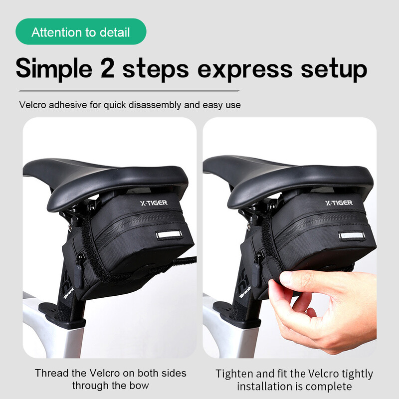 X-TIGER Geantă de coadă pentru bicicletă Geantă de pernă pentru bicicletă de drum Geantă de șa rezistentă la apăMini geantă pentru agățat