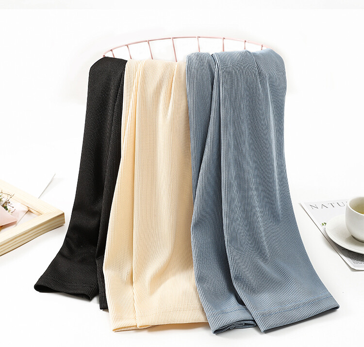 Καλοκαιρινό λεπτό παντελόνι εγκυμοσύνης μονόχρωμο μονόχρωμο πλατύ πόδι Ice μεταξωτό παντελόνι μόδας ψηλόμεσο παντελόνι εγκυμοσύνης Stretch Cropped