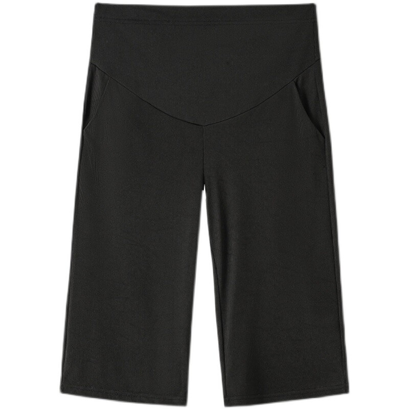 Καλοκαιρινό λεπτό παντελόνι εγκυμοσύνης μονόχρωμο μονόχρωμο πλατύ πόδι Ice μεταξωτό παντελόνι μόδας ψηλόμεσο παντελόνι εγκυμοσύνης Stretch Cropped