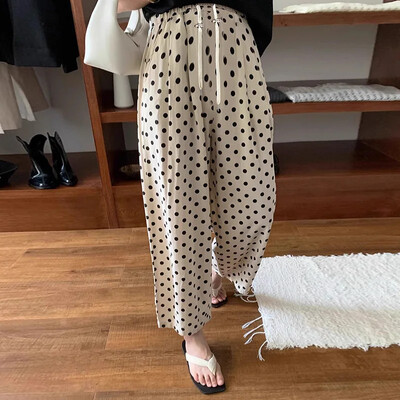 Καλοκαίρι 2024 Loose-fit παντελόνι καμπάνα από βαμβακερό λινό εμπριμέ Petite Milkmaid Παντελόνι Έγκυες γυναίκες Παντελόνι χωρίς κορδόνι