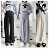 Πετσέτα μητρότητας με καμπάνα παντελόνι από κασμίρ Φθινόπωρο Χειμώνας Νέο στυλ Ψηλόμεση Αδυνάτισμα Εξωτερικά ρούχα με ίσιο πόδι Έγκυες γυναίκες