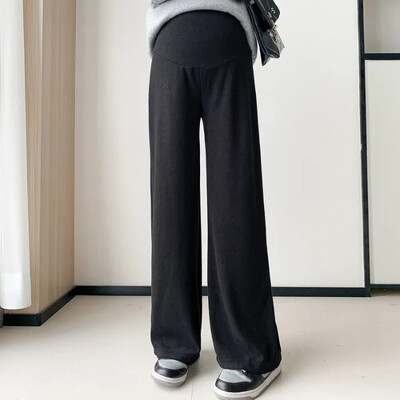 Πετσέτα μητρότητας με καμπάνα παντελόνι από κασμίρ Φθινόπωρο Χειμώνας Νέο στυλ Ψηλόμεση Αδυνάτισμα Εξωτερικά ρούχα με ίσιο πόδι Έγκυες γυναίκες