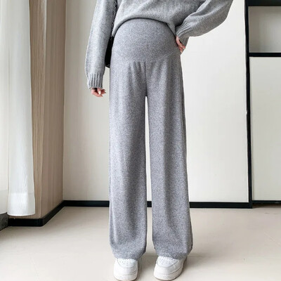 Πετσέτα μητρότητας με καμπάνα παντελόνι από κασμίρ Φθινόπωρο Χειμώνας Νέο στυλ Ψηλόμεση Αδυνάτισμα Εξωτερικά ρούχα με ίσιο πόδι Έγκυες γυναίκες