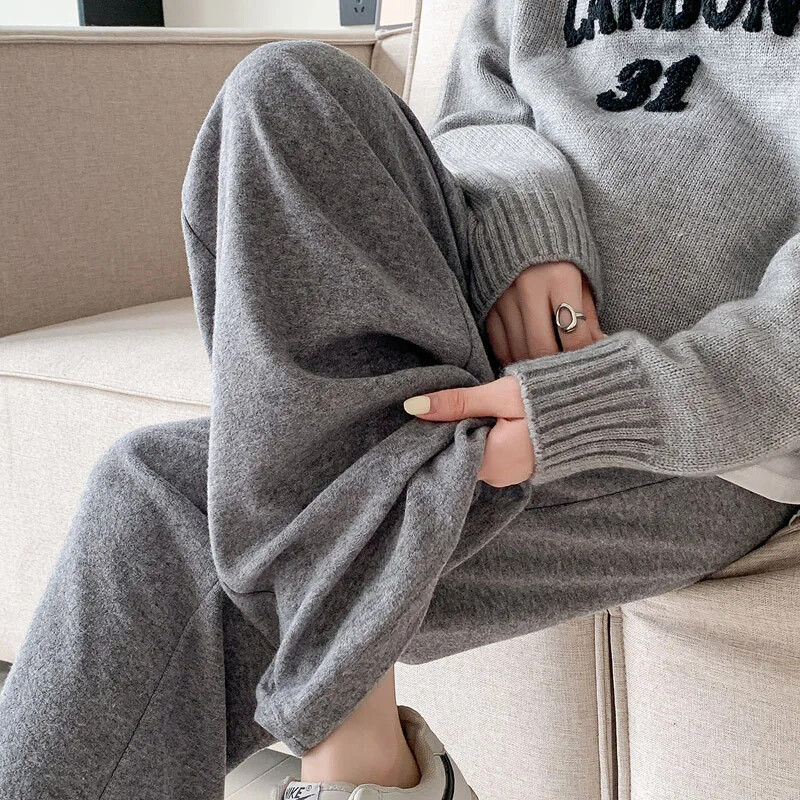 Πετσέτα μητρότητας με καμπάνα παντελόνι από κασμίρ Φθινόπωρο Χειμώνας Νέο στυλ Ψηλόμεση Αδυνάτισμα Εξωτερικά ρούχα με ίσιο πόδι Έγκυες γυναίκες