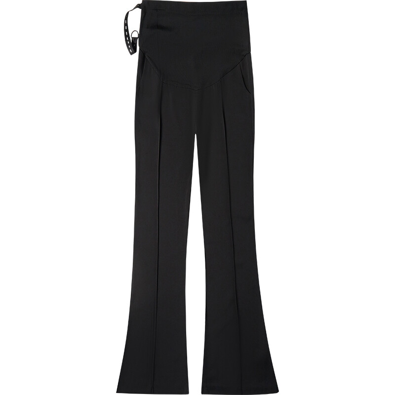 Pantaloni ocazional pentru femeie însărcinată de vară, cu dungi mijlocii, cu talie înaltă, pantaloni de maternitate cu burtă, lungi, largi, tăiat cu cizme de sarcină