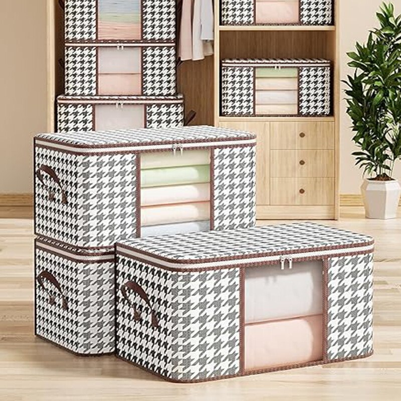 Redzams lielas ietilpības glabāšanas kaste Pārnēsājams mājsaimniecības apģērbu organizators ar rokturiem salokāms putekļu necaurlaidīgs segas rāvējslēdzēja konteiners