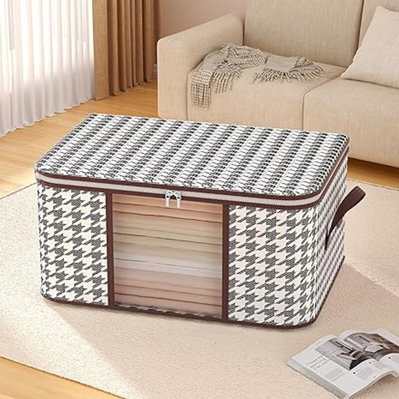 Redzams lielas ietilpības glabāšanas kaste Pārnēsājams mājsaimniecības apģērbu organizators ar rokturiem salokāms putekļu necaurlaidīgs segas rāvējslēdzēja konteiners