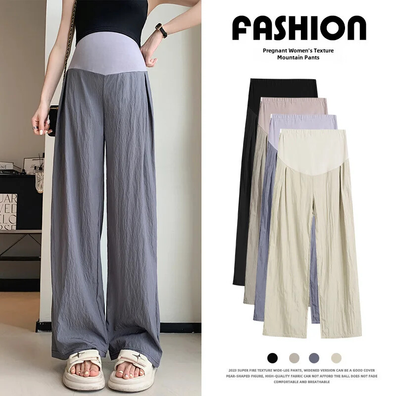 Ανοιξιάτικο Καλοκαίρι Λεπτό Παντελόνι εγκυμοσύνης Casual Style Παντελόνι Καμπάνα Νέο Εξωτερικό 2024 για Έγκυες Παντελόνια εγκυμοσύνης