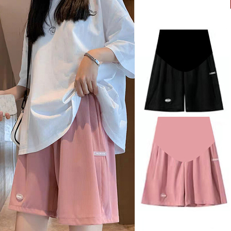 Kismama Nyári Nagy méretű, magas derekú nadrágok terhes nőknek, kismama széles szárú bő rövidnadrágok női terhesség Capris