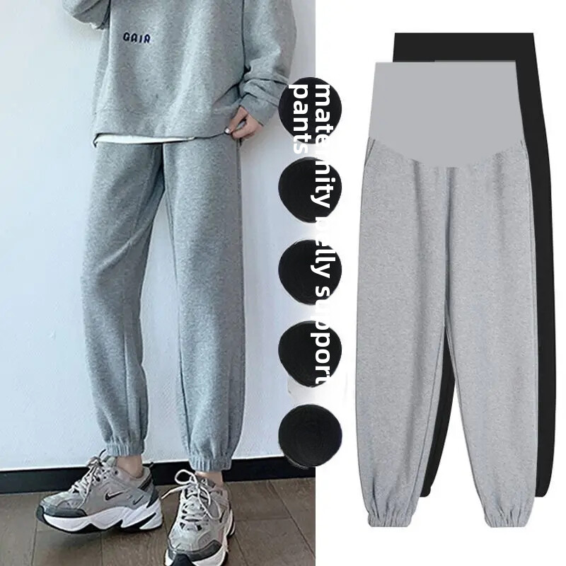 Παντελόνια εγκυμοσύνης Άνοιξη 2023 Μοντέρνα εξωτερικά ενδύματα Φαρδιά τσεκ μέσης Παντελόνια Casual αθλητικά υποδήματα για έγκυες γυναίκες