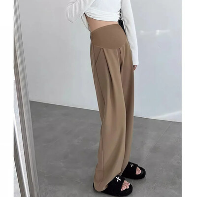 Παντελόνι εγκυμοσύνης με φαρδύ πόδι Casual παντελόνι αδυνατίσματος Απλό σχέδιο με ίσιο πόδι για έγκυες γυναίκες Άνοιξη Καλοκαίρι 2024 Νέα άφιξη