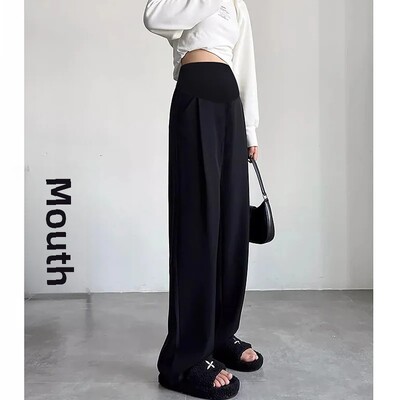 Παντελόνι εγκυμοσύνης με φαρδύ πόδι Casual παντελόνι αδυνατίσματος Απλό σχέδιο με ίσιο πόδι για έγκυες γυναίκες Άνοιξη Καλοκαίρι 2024 Νέα άφιξη