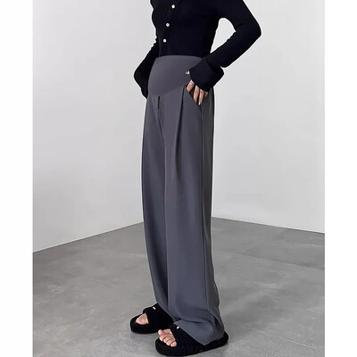 Παντελόνι εγκυμοσύνης με φαρδύ πόδι Casual παντελόνι αδυνατίσματος Απλό σχέδιο με ίσιο πόδι για έγκυες γυναίκες Άνοιξη Καλοκαίρι 2024 Νέα άφιξη