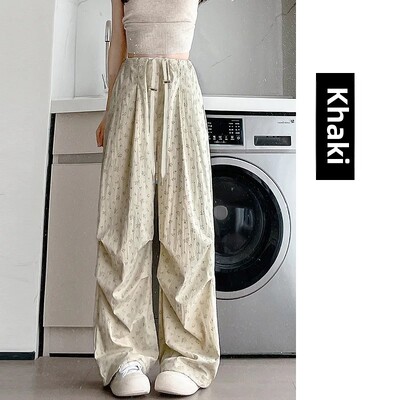 Ψηλόμεσο χαλαρό παντελόνι για έγκυες, καλοκαιρινές λεπτές λευκές φούτερ σε αμερικανικό στυλ