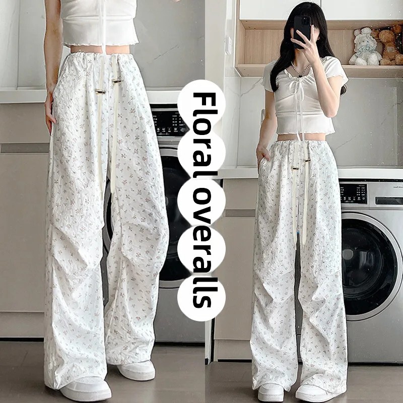 Ψηλόμεσο χαλαρό παντελόνι για έγκυες, καλοκαιρινές λεπτές λευκές φούτερ σε αμερικανικό στυλ