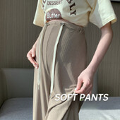 Vékony terhes női nadrág nyári viseletre, lelógó jeges selyem érzéssel. 2024-es új korai terhesség széles szárú nadrág nyárra