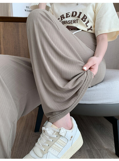 Vékony terhes női nadrág nyári viseletre, lelógó jeges selyem érzéssel. 2024-es új korai terhesség széles szárú nadrág nyárra