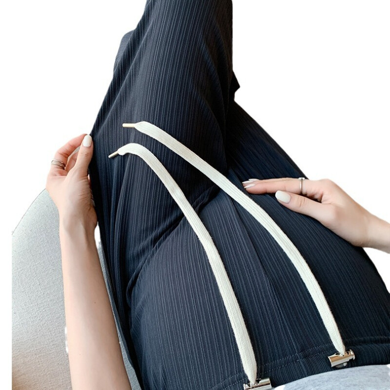 Vékony terhes női nadrág nyári viseletre, lelógó jeges selyem érzéssel. 2024-es új korai terhesség széles szárú nadrág nyárra