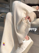 Pantaloni de lână de maternitate în stil japonez de primăvară 2024 Pantaloni drepți pentru femeie însărcinată cu nasturi despărțiți laterali Pantaloni tricotati pentru sarcină