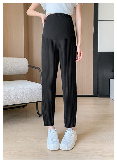 Hlače za trudnice Široke široke hlače s ravnim trbuhom Odjeća u korejskom stilu za trudnice Proljeće Ljeto Ležerne hlače s naborima