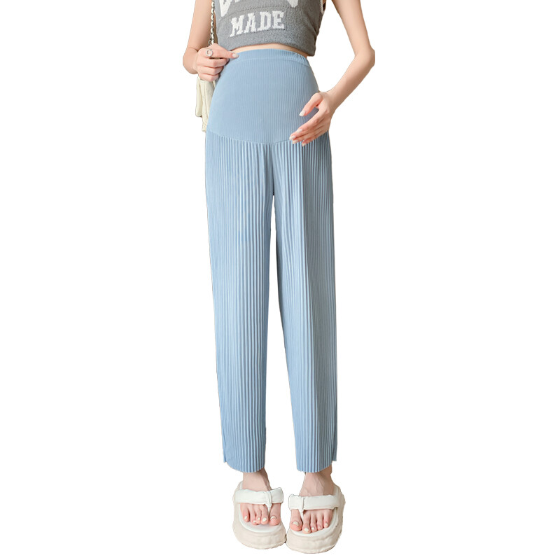 Hlače za trudnice Široke široke hlače s ravnim trbuhom Odjeća u korejskom stilu za trudnice Proljeće Ljeto Ležerne hlače s naborima