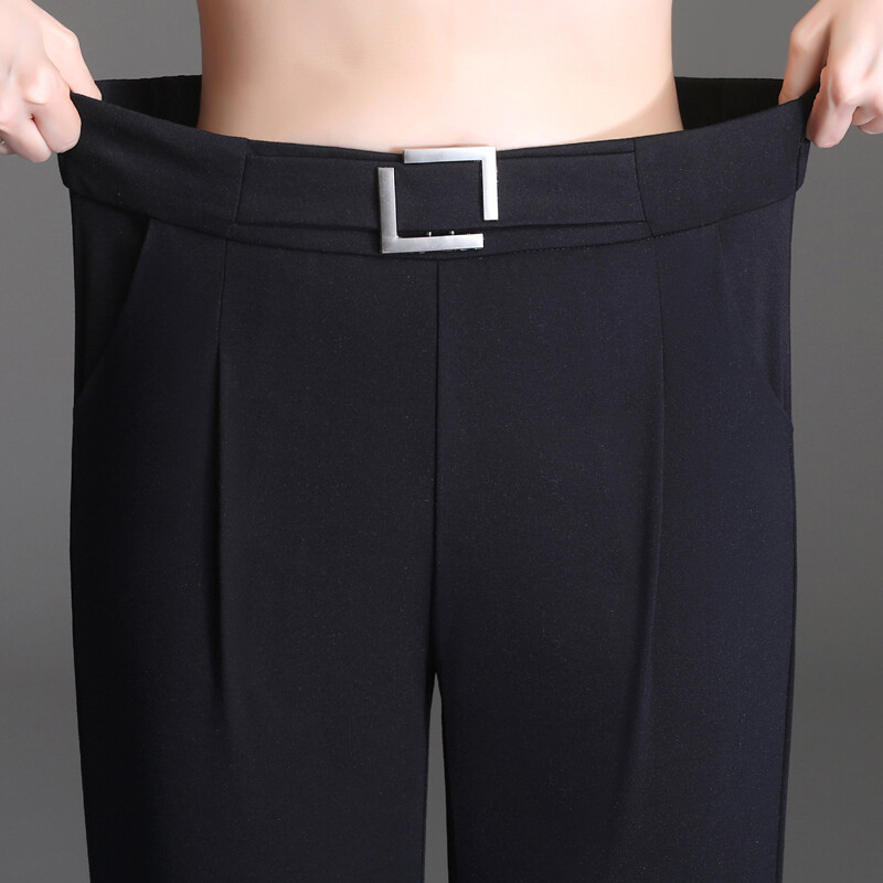 OUMENGKA Ženska modna uredska modna odjeća za proljeće i jesen Ravno odijelo Hlače Vintage crne ženske hlače visokog struka Mujer S-5XL