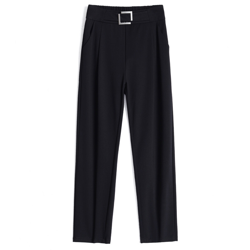 OUMENGKA Ženska modna uredska modna odjeća za proljeće i jesen Ravno odijelo Hlače Vintage crne ženske hlače visokog struka Mujer S-5XL