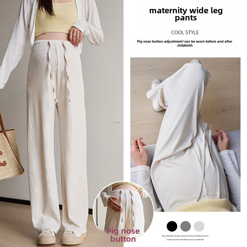 Donji dio zvona za trudnice Ležerna gornja odjeća ravnih nogavica za trudnice Proljeće jesen 2024. Novi stil Pojas bez struka