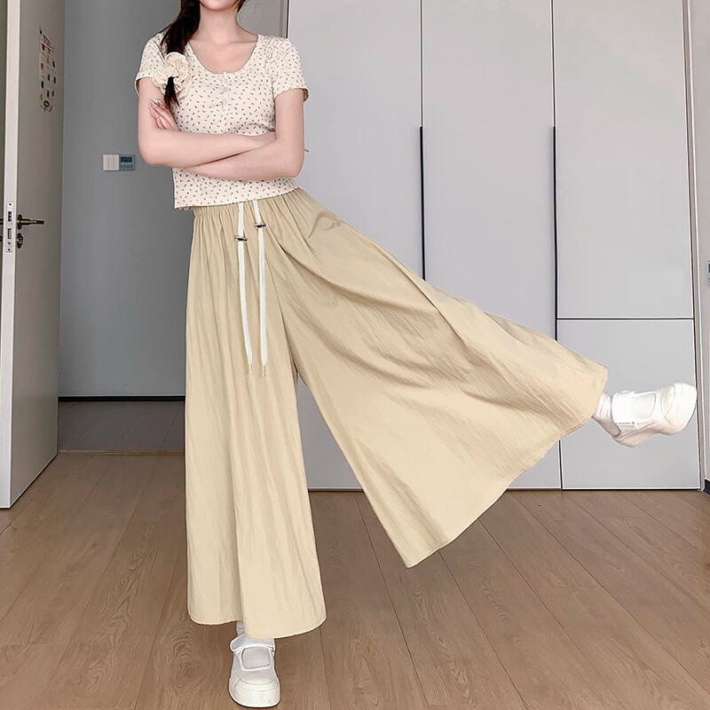Vienkrāsains Grūtnieču vasaras platas kājas Bikses Elastība Savelkams viduklis Grūtniecei Bikses ar augstu vidukli brīvi biksīšu svārki